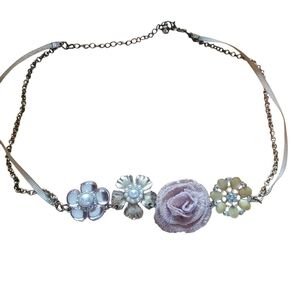 Rue21 Flower Necklace Choker Pink Gold Coquette Cottagecore Fairycore Boho